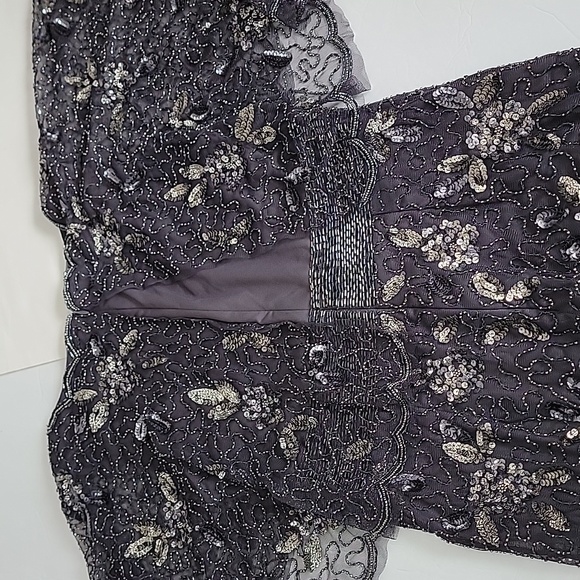 Adrianna Papell Women's Beaded cape Gray Maxi Dress / Size 6. NWOT. - Picture 12 of 15